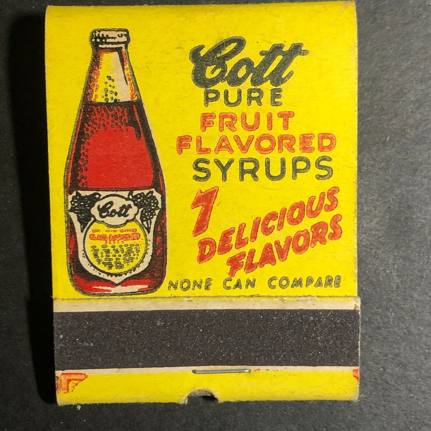 1940-50's Full Matchbook Advertising - Cott Fruit Flavored Syrups