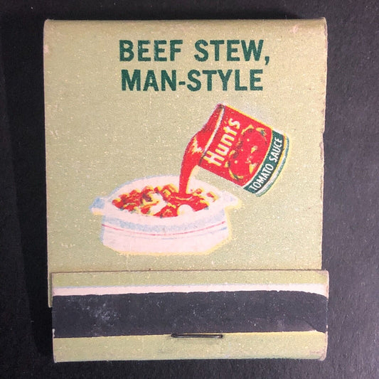 Hunt's Tomato Sauce Beef Stew Man-Style Full Matchbook c1960's