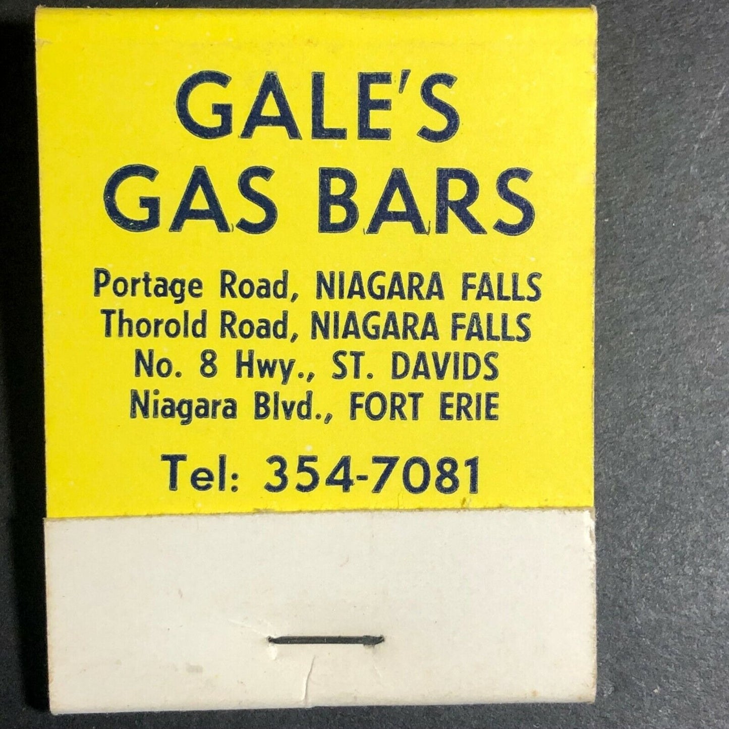 Niagara Falls, NY "Gale's Gas Bars" Fuel Oil  c1970's Full Matchbook