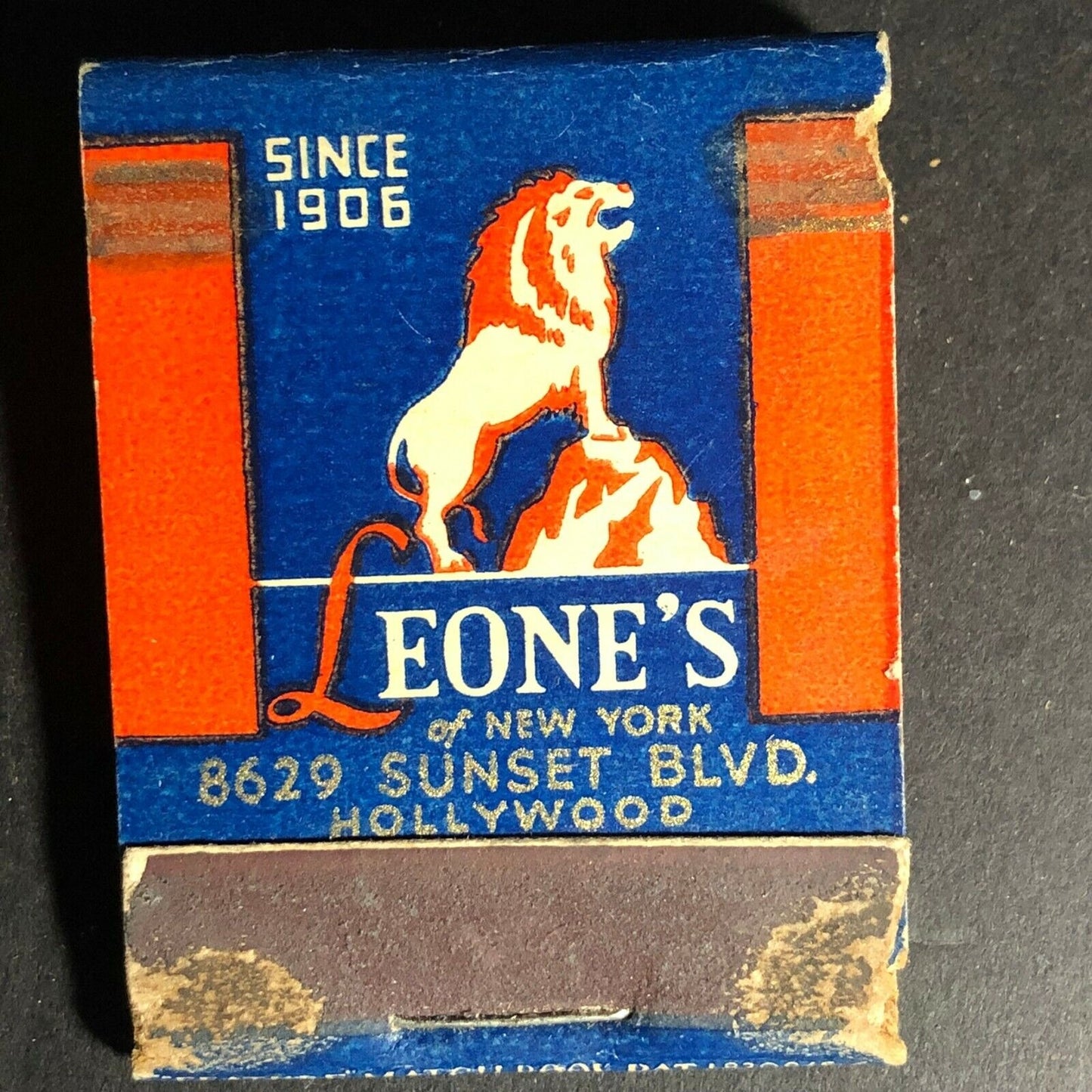 Scarce c1940's-50's Full FEATURE Matchbook "Leone's of New York" Hollywood