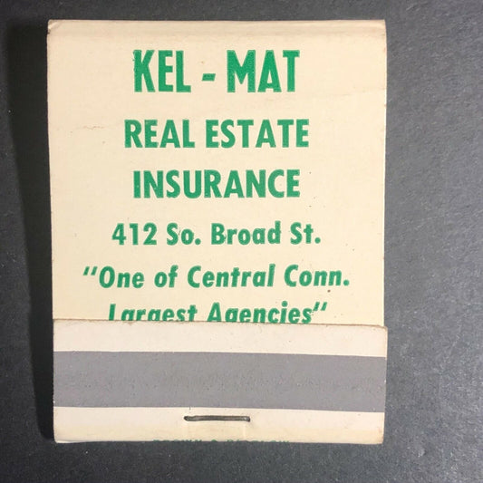 1960's-70's Full Matchbook Kel-Mat Real Estate Insurance - Meriden, CT