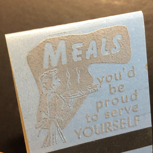 Beacon Restaurant Burbank, IL Full Matchbook c1960's-73 (Grey Blue Color)