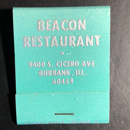 Beacon Restaurant Burbank, IL Full Matchbook c1974-80's VGC Blue/Gray
