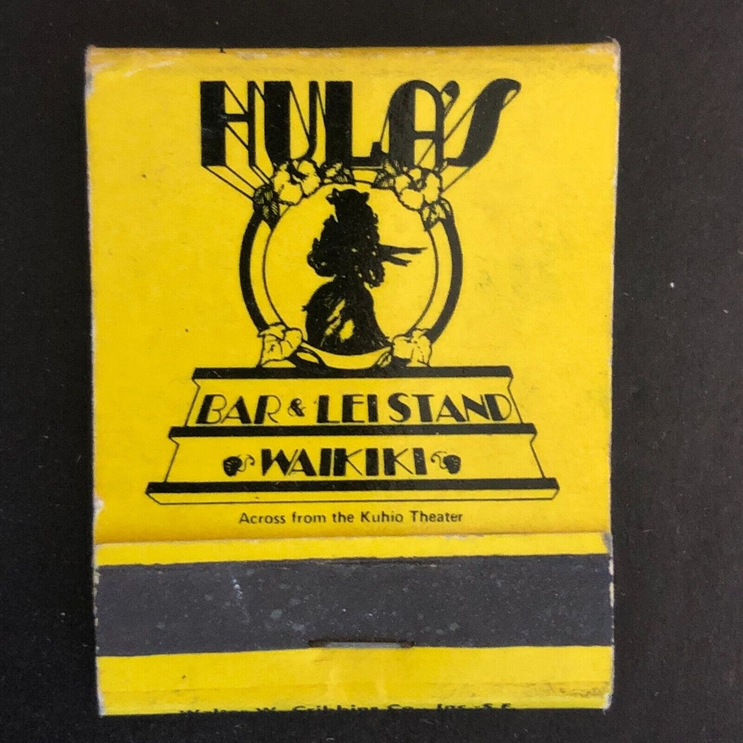 Hula's Bar & Lei Stand Waikiki, HI Full Matchbook c1973-79 Scarce