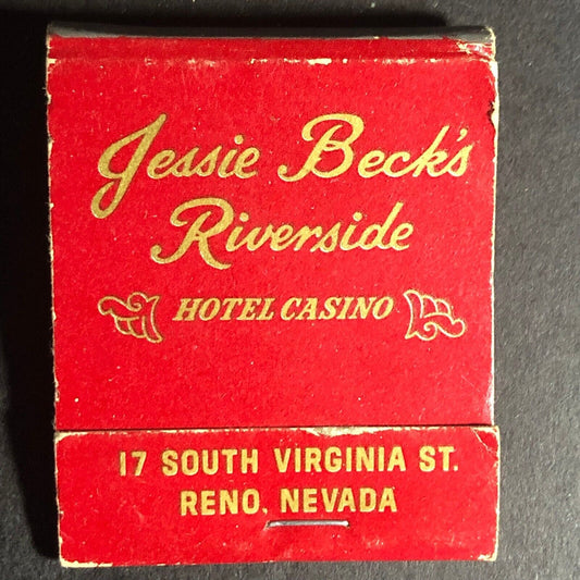 Jessie Beck's Riverside Hotel Casino Reno, NV 20-Strike Matchbook c1975 VGC