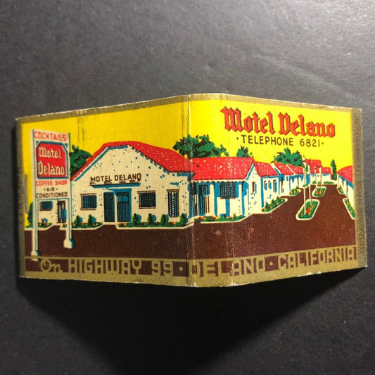 Motel Delano 20-Strike Mostly Empty California Matchbook c1940's-50's