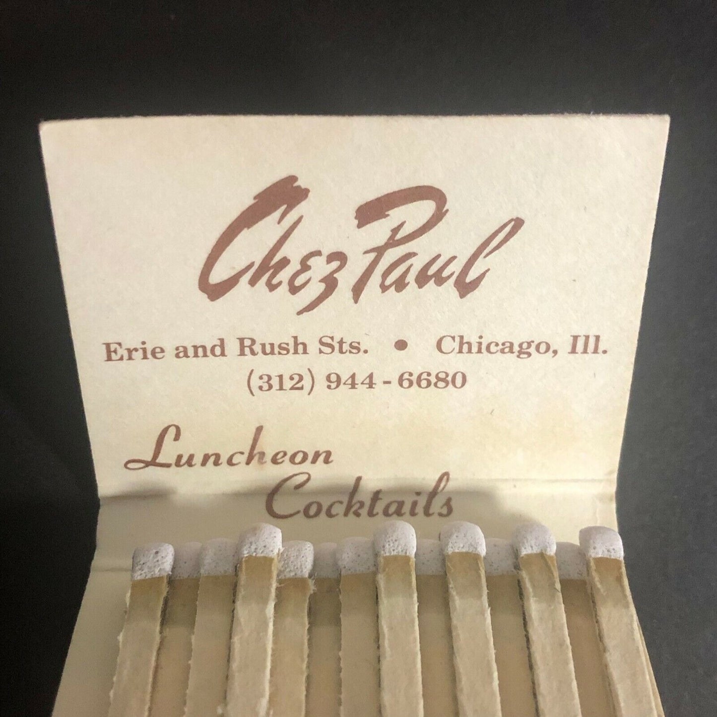 "Meson del Lago" Chez Paul Chicago c1970's-80's Full Matchbook