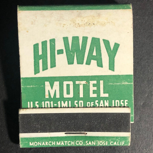 Hi-Way Motel San Jose's Largest Coffee 20-Strike Full Matchbook c1940's Scarce