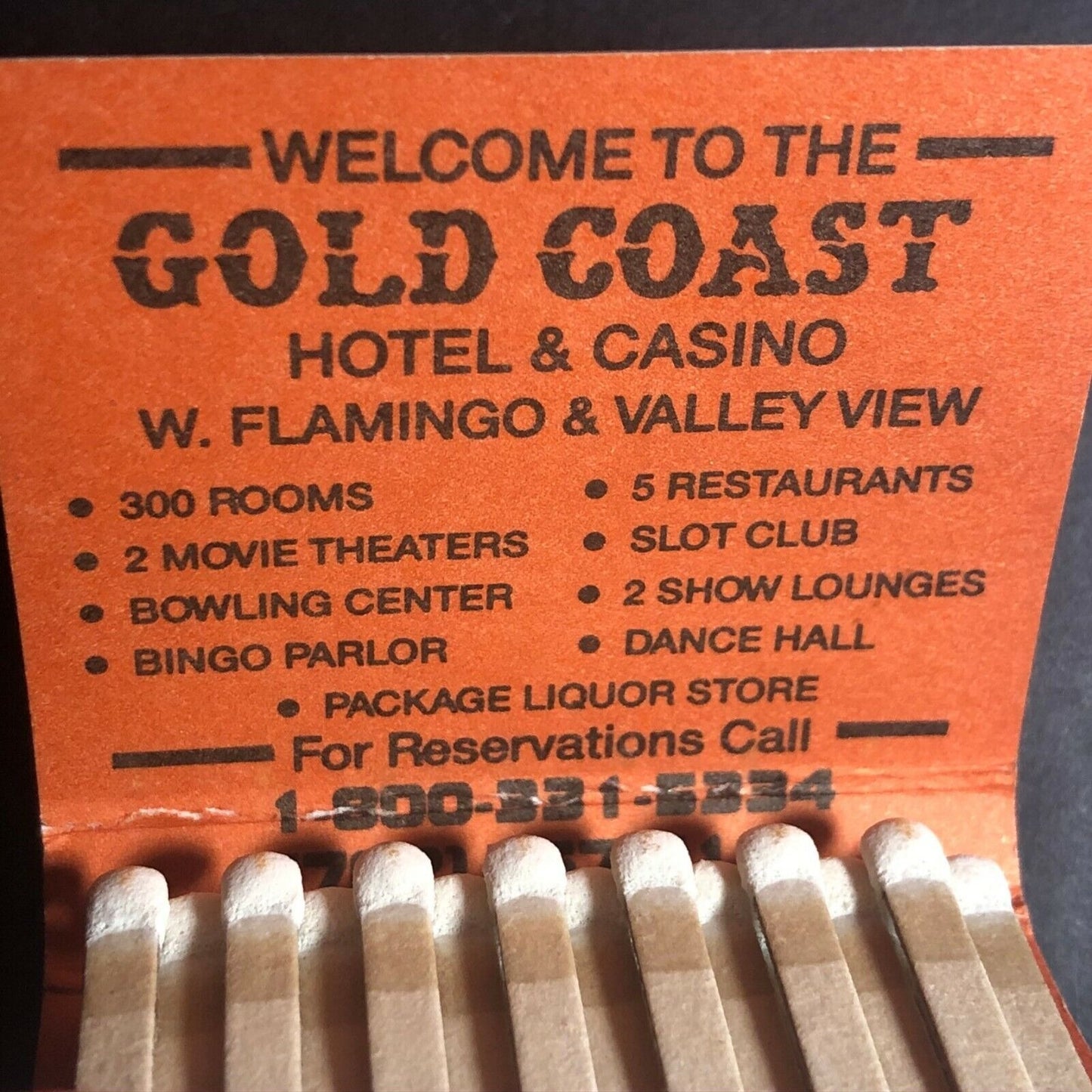 1980's Full Matchbook "Gold Coast Hotel & Casino" Las Vegas, NV