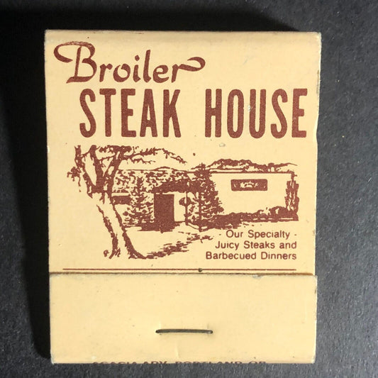Broiler Steak House Redwood Valley, CA 20-Strike Matchbook c1975-85 VGC