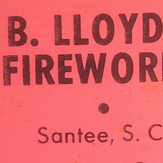 1960's-70's Full Matchbook B. Lloyd's Fireworks - Santee Bamberg Larra, SC