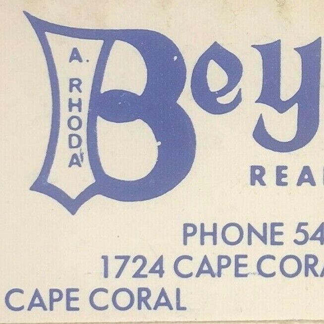 Cape Coral, FL  "Beyer - Realtor" Scarce c1960's-70's  Full Matchbook