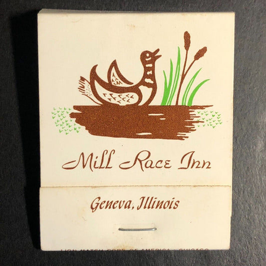 Mill Race Inn / Mill Grill Geneva, IL  Full Matchbook c1974-80's - w/ Bird
