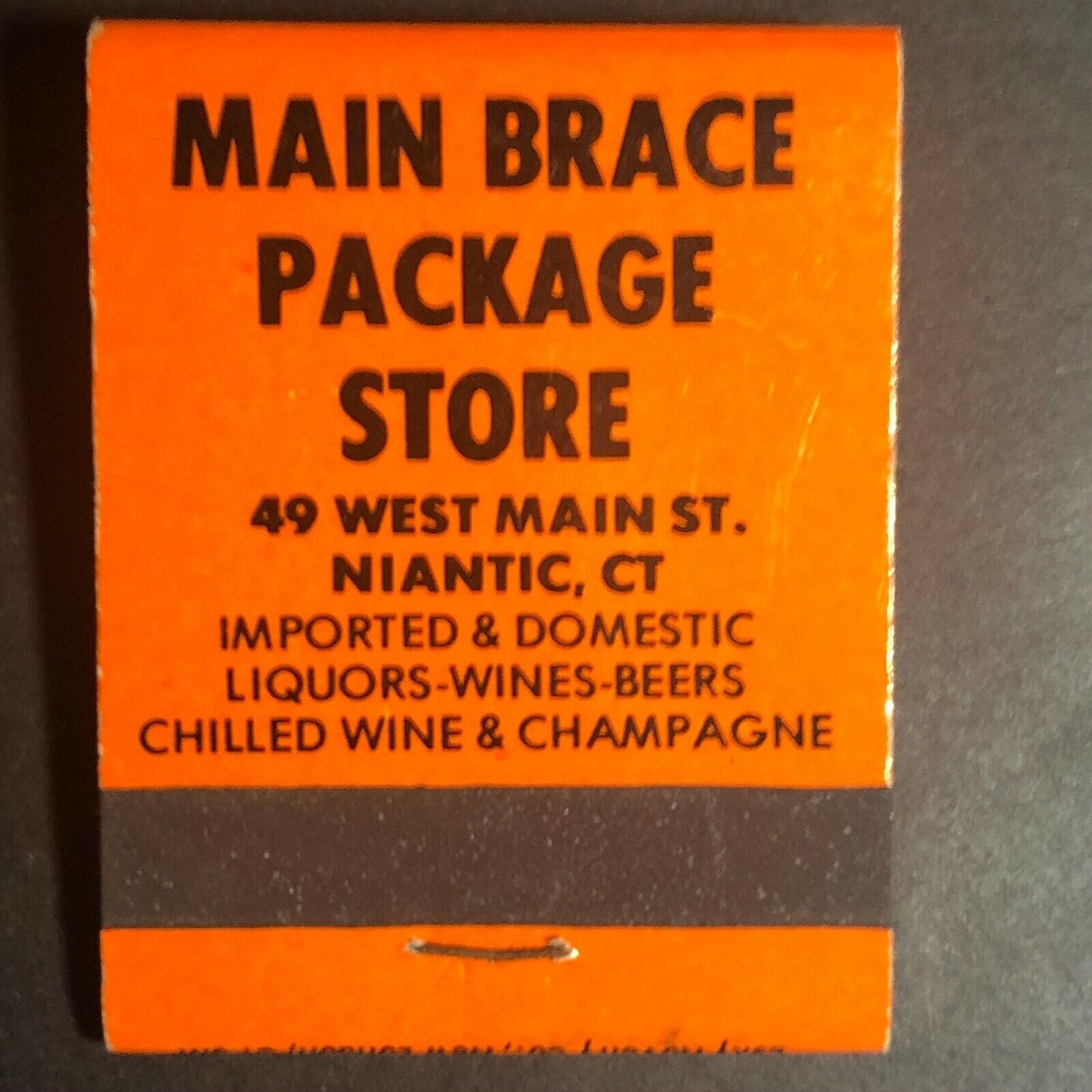 Niantic, CT "Main Brace Package Store" c1960's-70's Full Matchbook