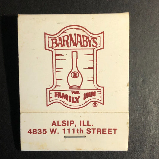 Barnaby's Family Inn Restaurant Alsip, IL Full Matchbook c1974-80's VGC Scarce