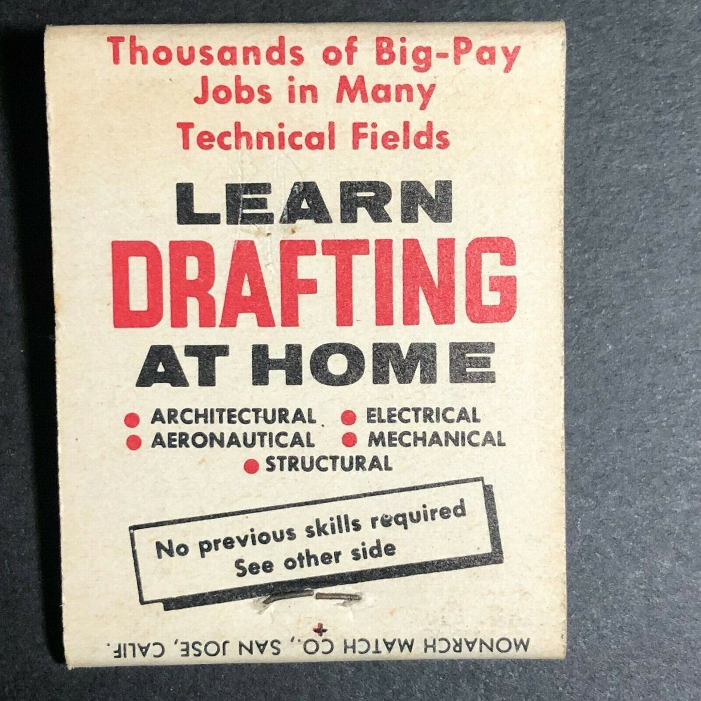 1940's-50's Full Matchbook - Draftsman - Learn at Home - Mail In Offer