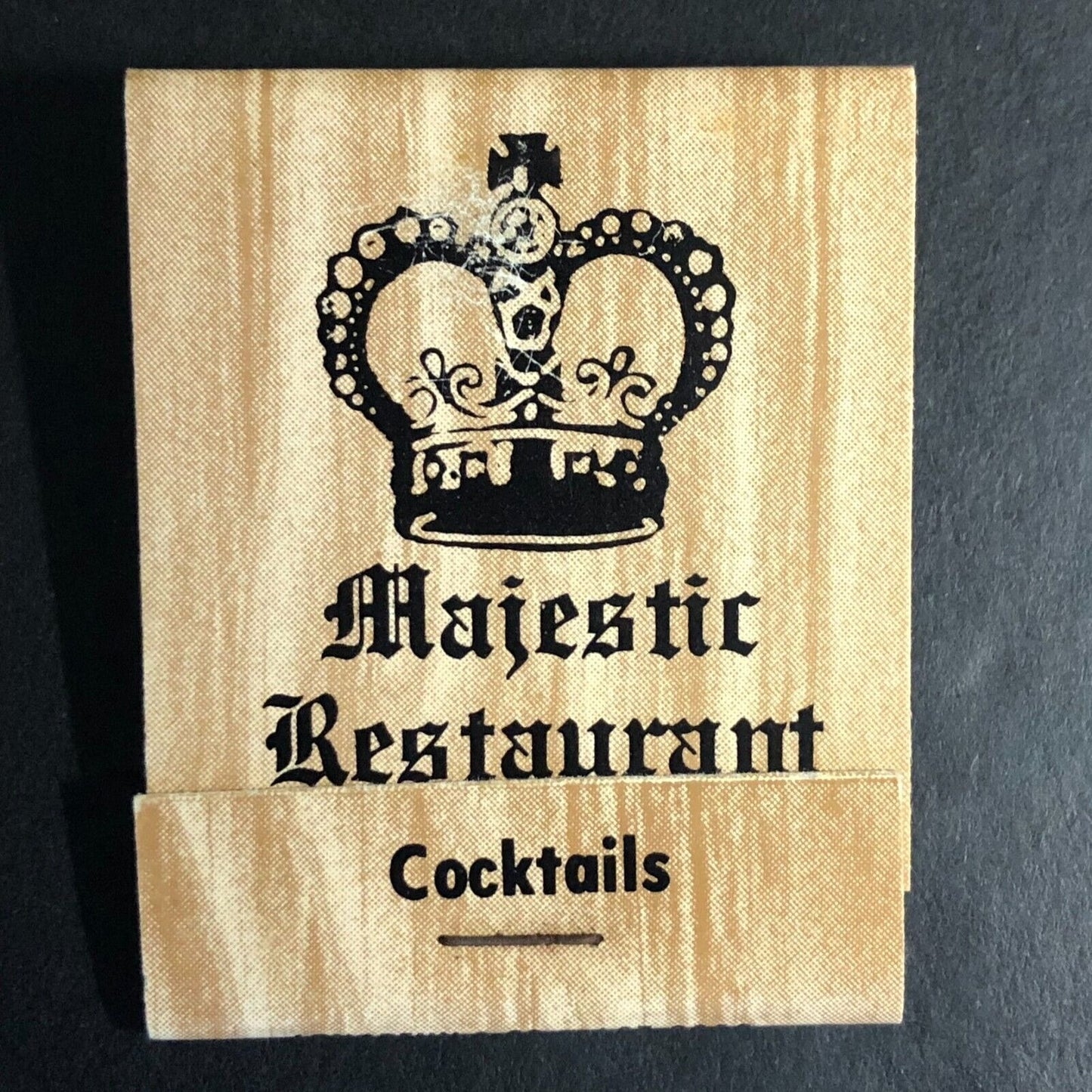 Cicero, IL Majestic Restaurant Full Matchbook c1974-80s w. Crown Wood Tone