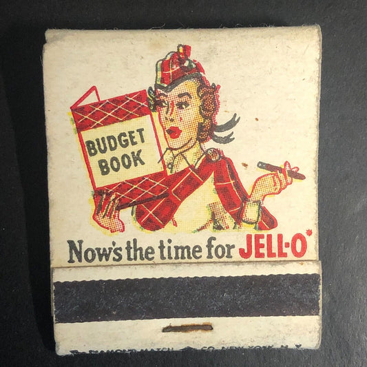 Jell-O Amber Russet Recipe Woman w/ Budget Book Full Matchbook c1940's-50's