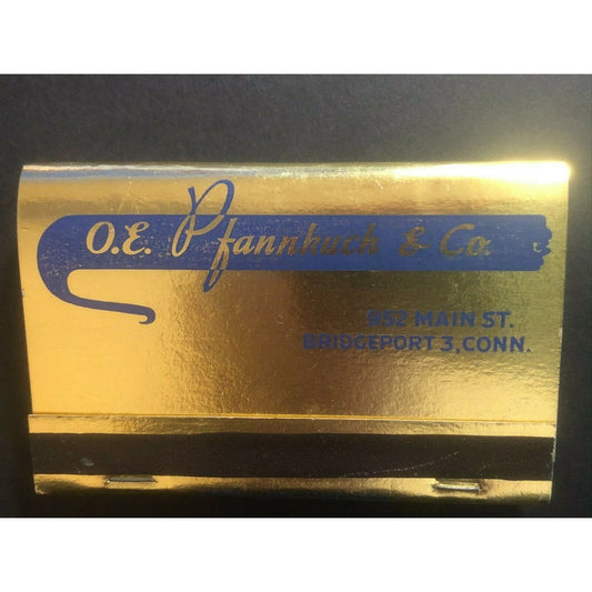 1940's-1950's Full Double-Wide Matchbook - O.E. Pfannkuch & Co. Bridgeport, CT
