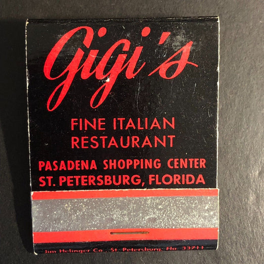 Gigi's Restaurant St. Petersburg, FL Full Matchbook c1960's-73 Scarce