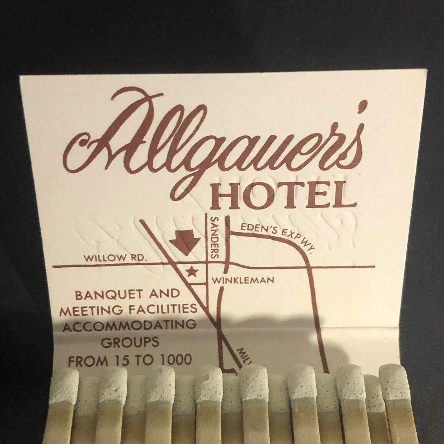 Vintage c1970's Full Matchbook Allgauer's Hotel Northbrook, ILL