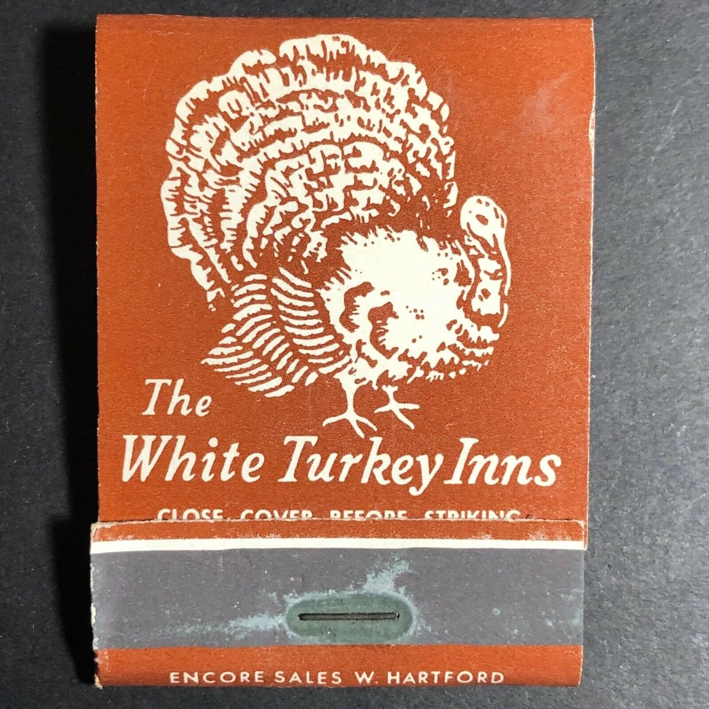 Wallingford Hamden Brookfield, CT c1960's-70's Full Matchbook "White Turkey Inns"