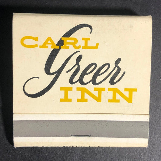 Carl Greer Inn Sacramento 28-Strike Full Matchbook c1965-73 VGC w/ Pipe Organ