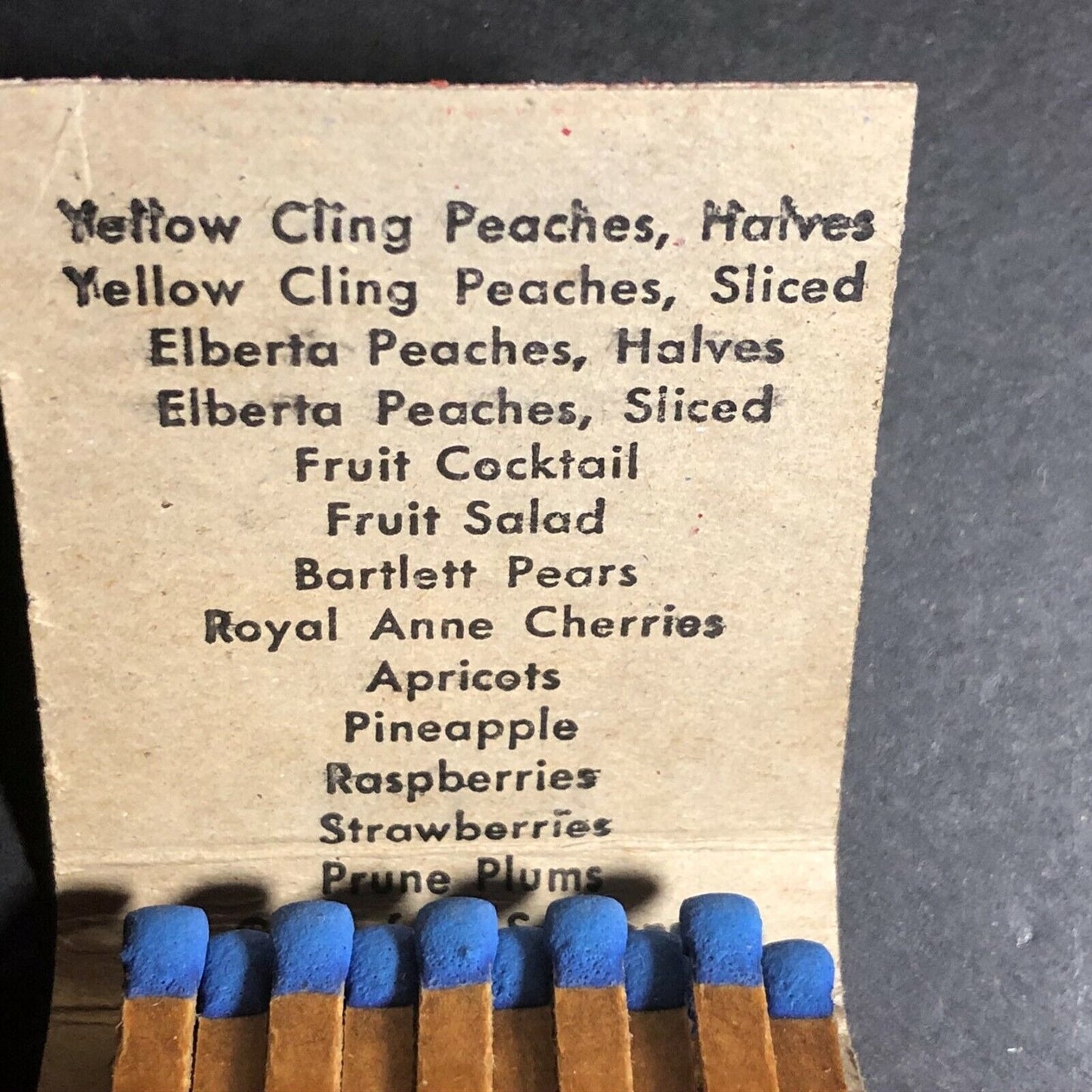 Scarce 1930's-40's Full Matchbook Shurfine Fruits Peaches