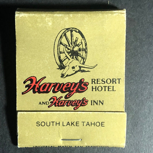 Harvey's Resort Hotel South Lake Tahoe 20-Strike Full Matchbook c1975-85 - VGC
