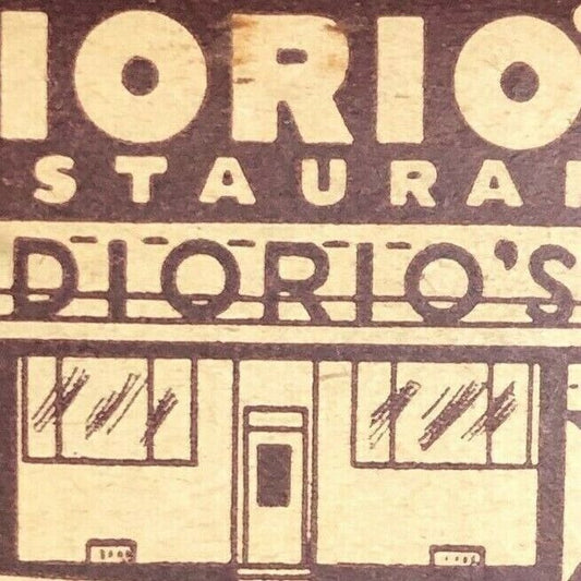 1930's-40's Full Matchbook "Diorio's Restaurant" 231 Bank St. Waterbury, CT