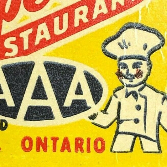 1940's-50's Full Matchbook Superior Restaurant AAA Recommended Kingston, Ontario