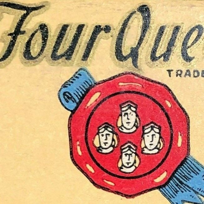 "Four Queens Whiskey" Kasser Philadelphia, PA Scarce c1940's-50's Full Matchbook