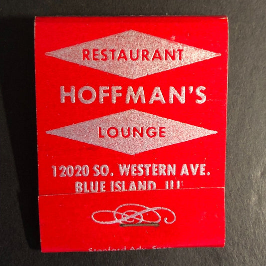 Hoffman's Restaurant Lounge Blue Island, IL Full Matchbook c1973-80's Scarce