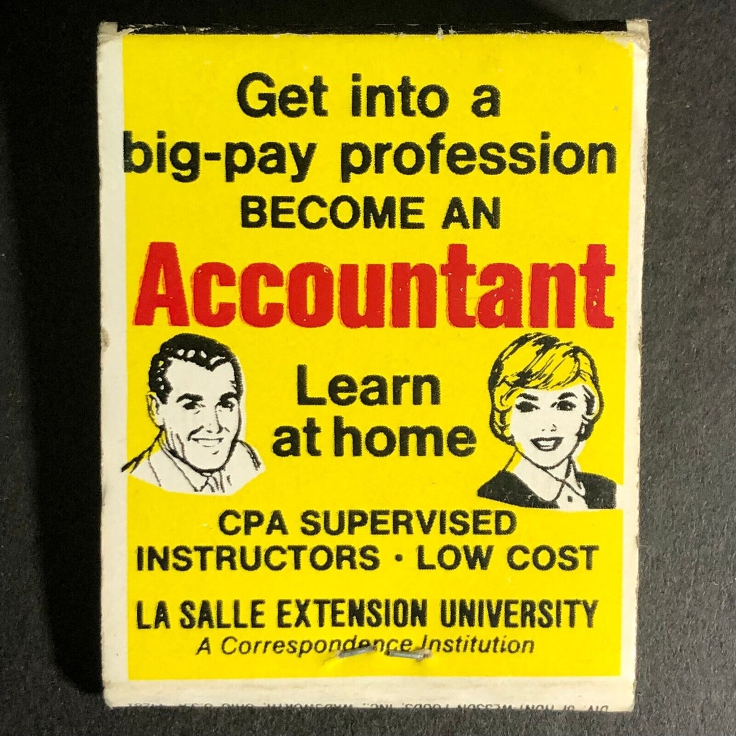 Free Accounting Lesson Mail-in Offer 20-Strike -1 Matchbook c1965-73 VGC