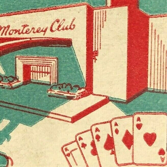 c1940's-50's Full Matchbook The Monterey Club Gardena, CA Gambling Four Suits
