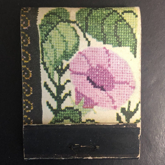 Floral Needlepoint Design Art Full Matchbook c1940's-50's