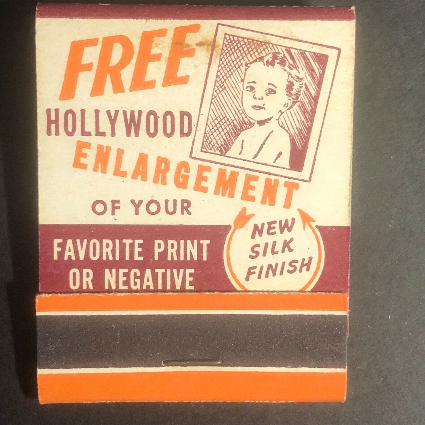 1950's-60's Full Matchbook - "Free Photo Enlargement" Mail In Offer