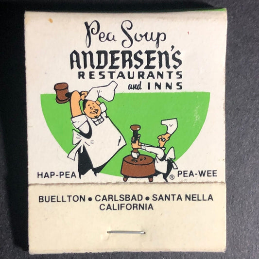 Andersen's Restaurants Pea Soup CA Locations 20-Strike Full Matchbook c1975-85