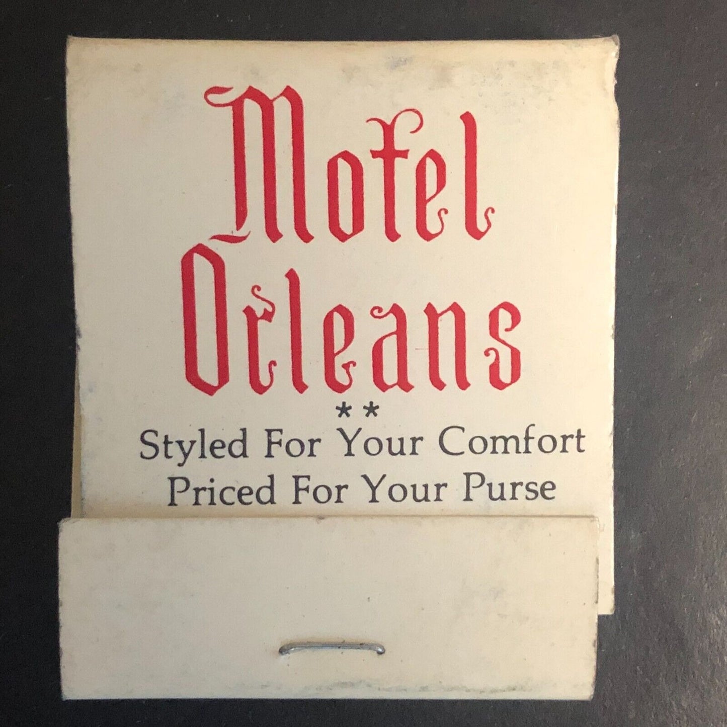 Motel Orleans Full Matchbook "Priced For Your Purse" c1975-85