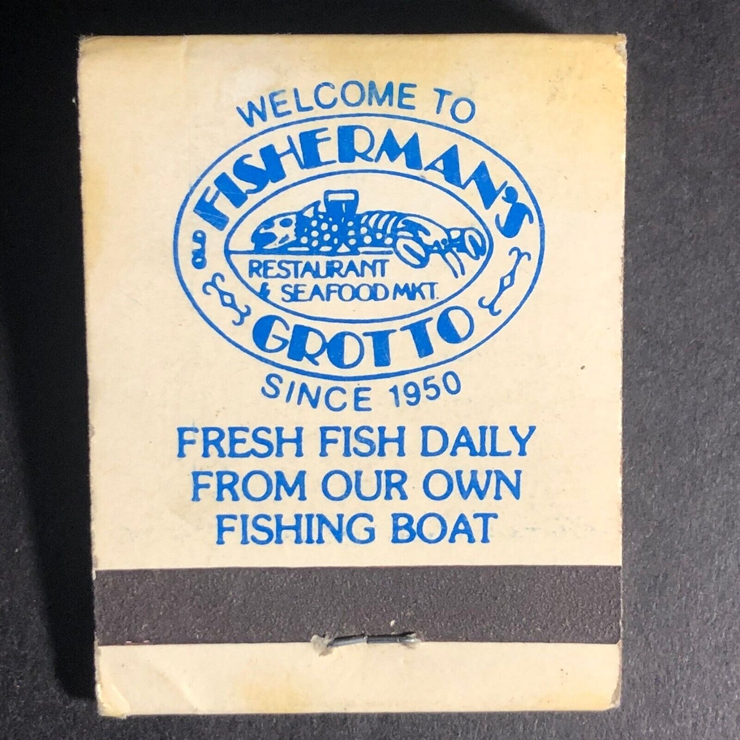 Fisherman's Grotto Monterey, CA 20-Strike Matchbook c1975-85 VGC