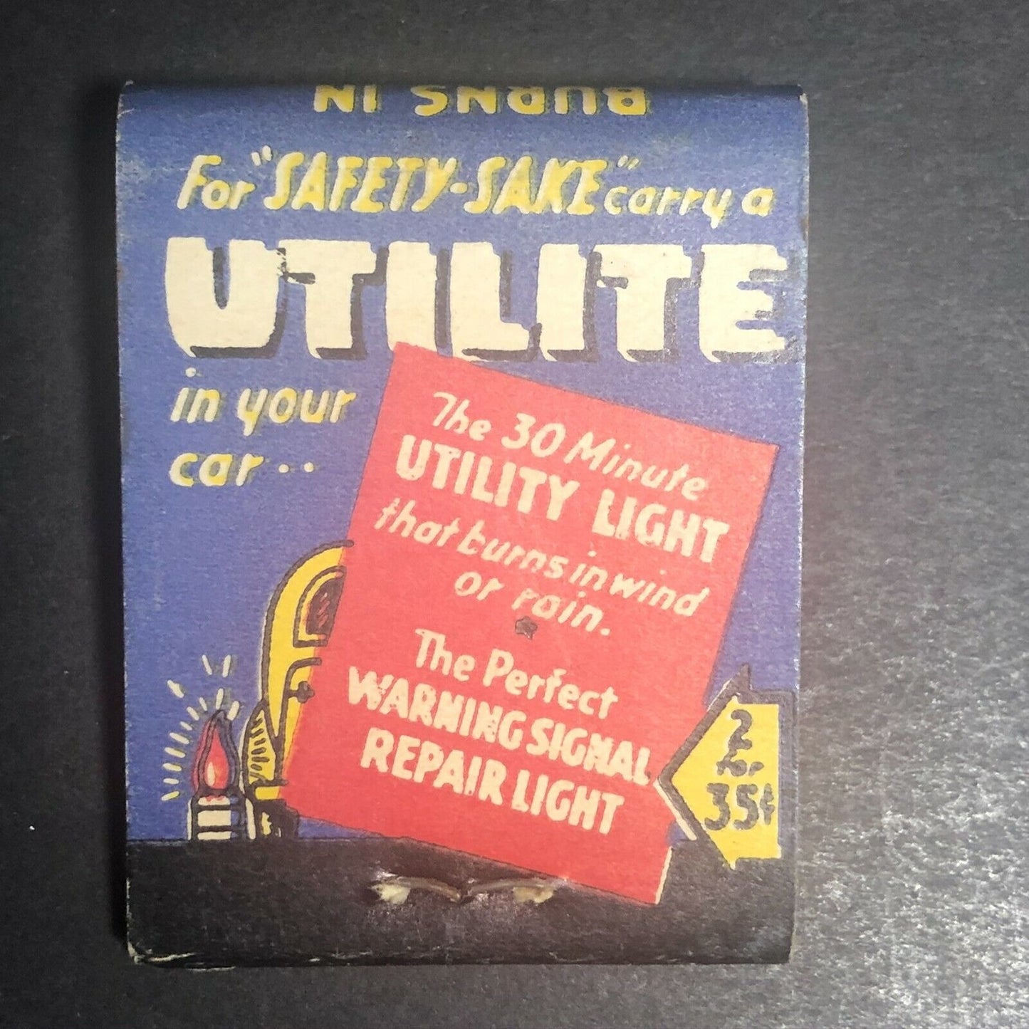 1930's-40's Full Matchbook "Utilite" Utility Light "Why Take Chances?"