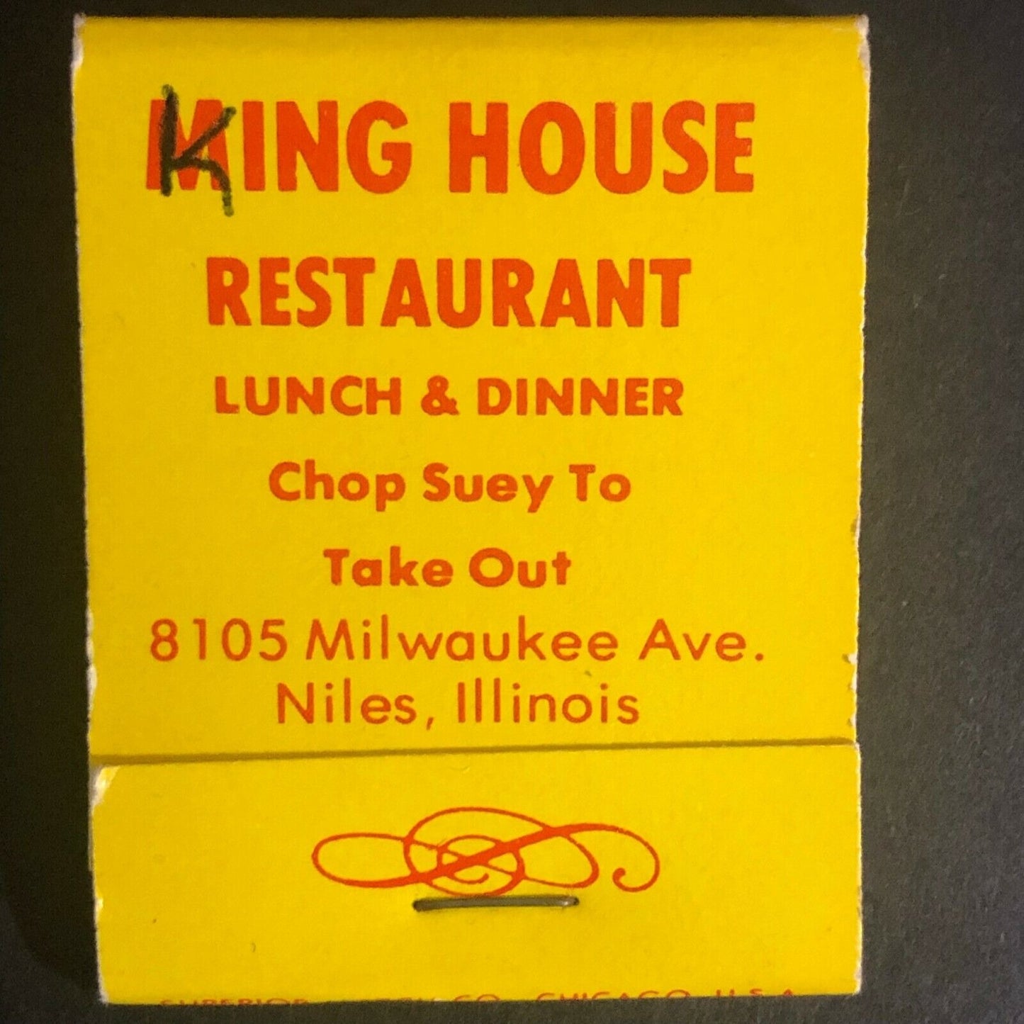 Niles, Illinois King / Ming House Chop Suey c1970's-80's Full Matchbook