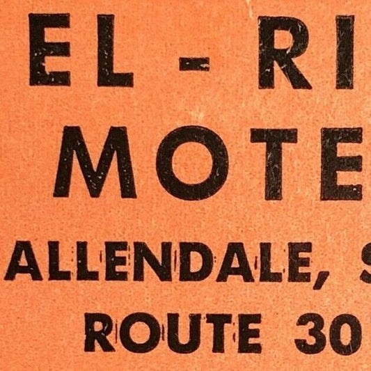 1960's-70's Full Matchbook - El-Rio Motel Allendale, SC