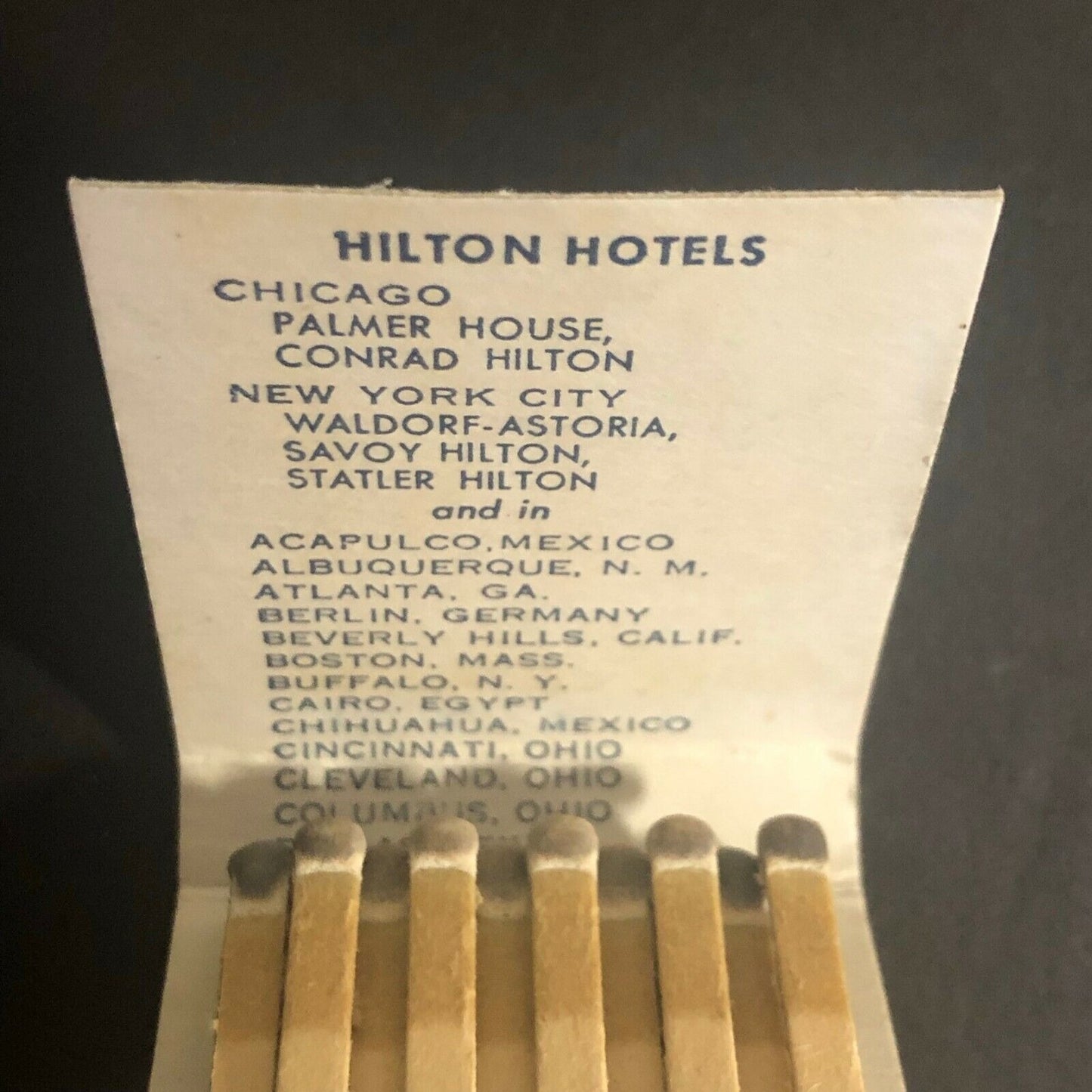 Vintage c1960's-70's Full Matchbook Palmer House Hilton - Chicago