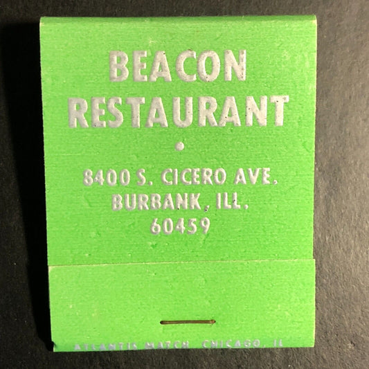Beacon Restaurant Burbank, IL Full Matchbook c1974-80's VGC Green