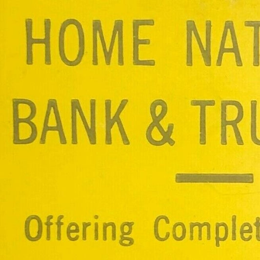 1960's-70's Full Matchbook "Home National Bank & Trust" Meriden Cheshire, CT