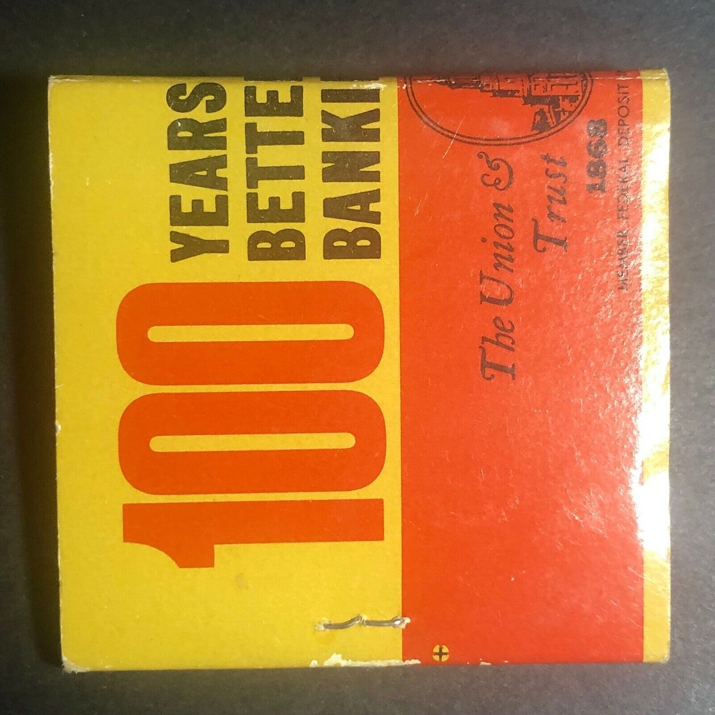 Union & Trust 100th Anniversary New Haven, CT Scarce 1968 Full Matchbook