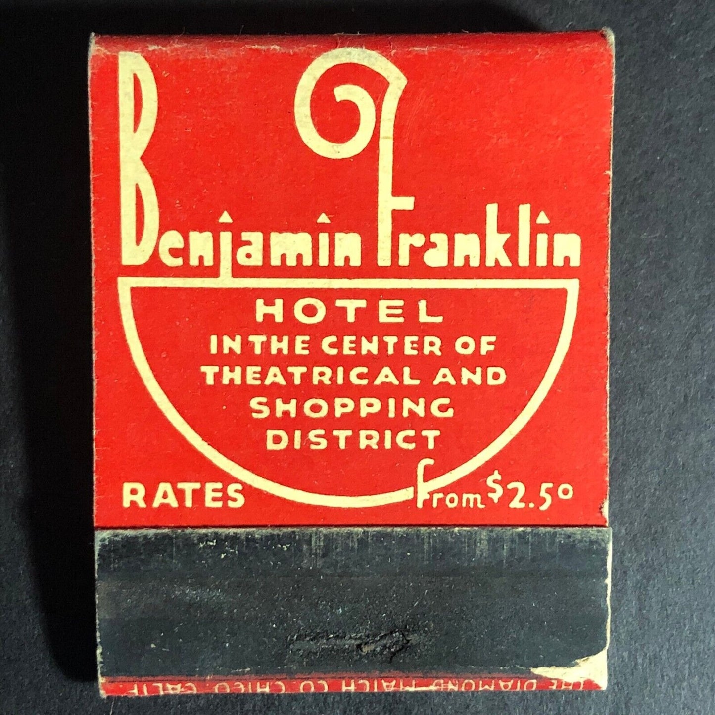 Benjamin Franklin Hotel Seattle 20-Strike Full Matchbook c1940's-50's Scarce