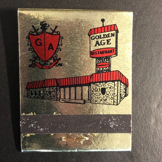 Golden Age Restaurant Lounge Oak Lawn, IL  Full Matchbook c1974-80's Foil