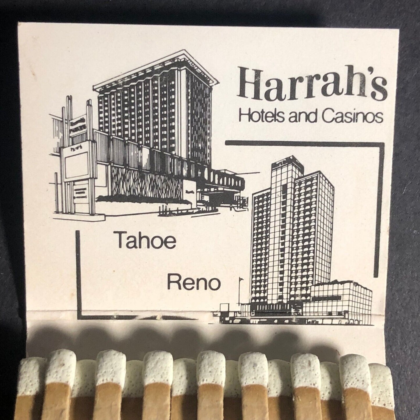 Harrah's Reno & Lake Tahoe 30-Strike Matchbook c1975-85 - VGC